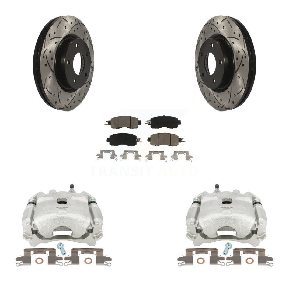 Front Disc Brake Coated Caliper Drilled Slotted Rotors And Ceramic Pads Kit For Nissan Altima KCD-100101C