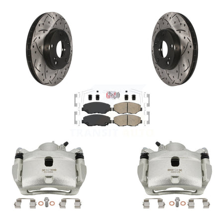 Front Brake Coat Caliper Drill Slot Rotor Ceramic Pad Kit For Honda Accord Fit Acura ILX KCD-100102N