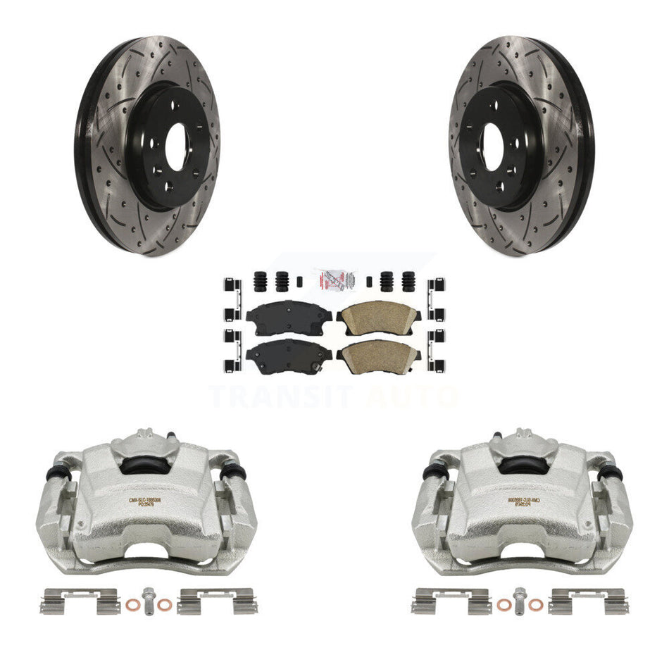 Front Disc Brake Coated Caliper Drilled Slotted Rotors And Ceramic Pads Kit For Chevrolet Cruze Sonic Limited KCD-100103N
