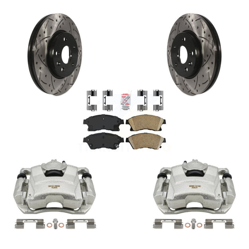 Front Disc Brake Coated Caliper Drilled Slotted Rotors And Ceramic Pads Kit For Chevrolet Cruze Sonic Limited KCD-100104N