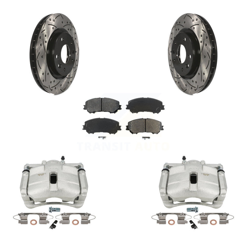 Front Disc Brake Coated Caliper Drilled Slotted Rotors And Semi-Metallic Pads Kit For Nissan Rogue Sport KCD-100106S