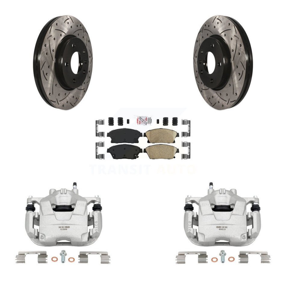 Front Disc Brake Coated Caliper Drilled Slotted Rotors And Ceramic Pads Kit For Chevrolet Cruze Buick Verano Volt Orlando KCD-100107N