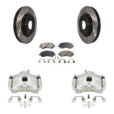 Front Brake Caliper Drill Slotted Rotor Semi-Metallic Pad Kit For Jeep Patriot Dodge 200 KCD-100110P