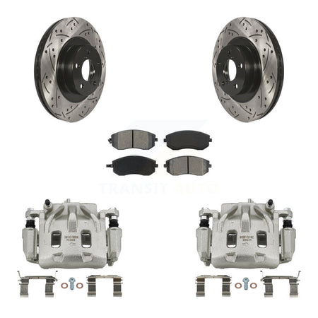 Front Disc Brake Coated Caliper Drill Slot Rotor Semi-Metallic Pad Kit For Subaru Legacy KCD-100111S