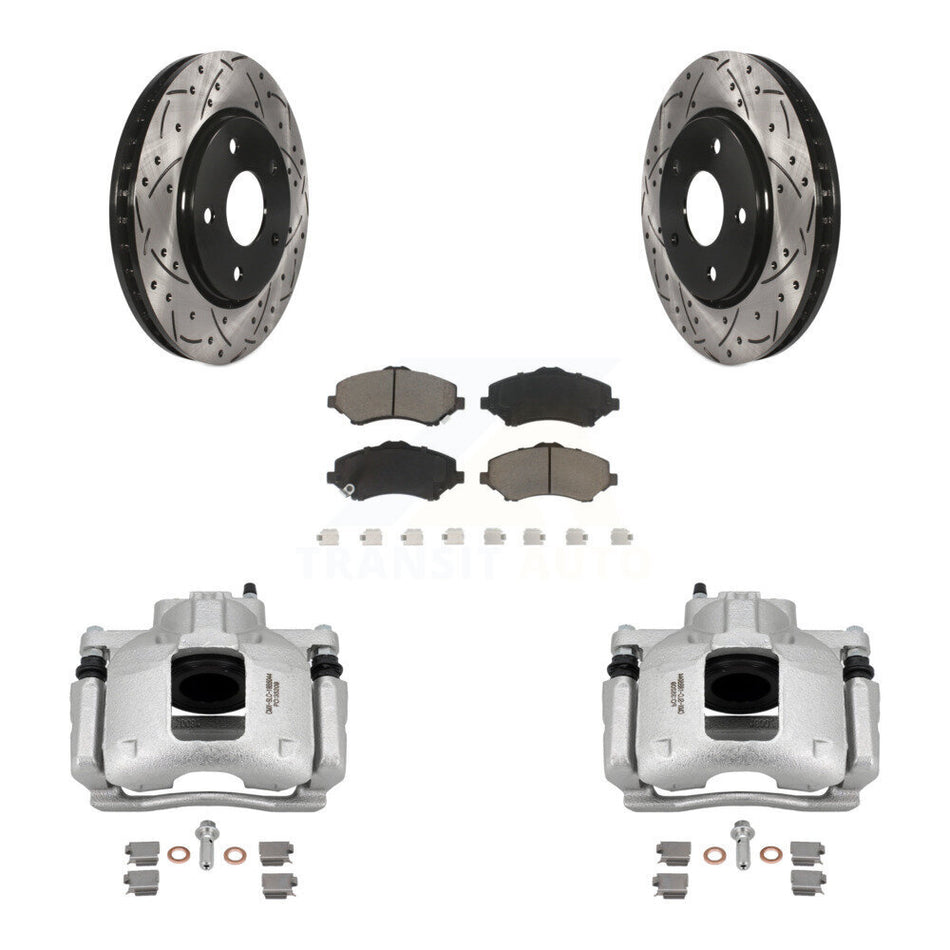 Front Brake Caliper Drill Slot Rotors Ceramic Pad Kit For Dodge Grand Caravan Chrysler & KCD-100113C