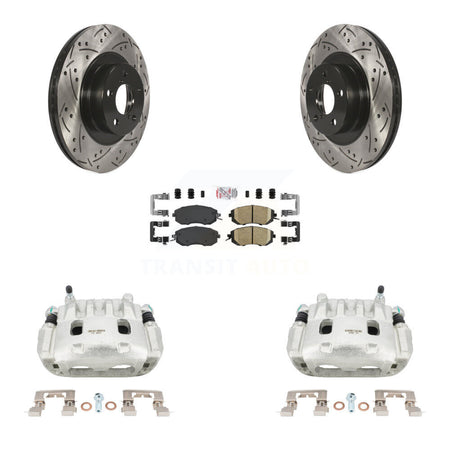 Front Brake Coat Caliper Drill Slot Rotor Ceramic Pad Kit For Subaru Forester Impreza XV KCD-100113N