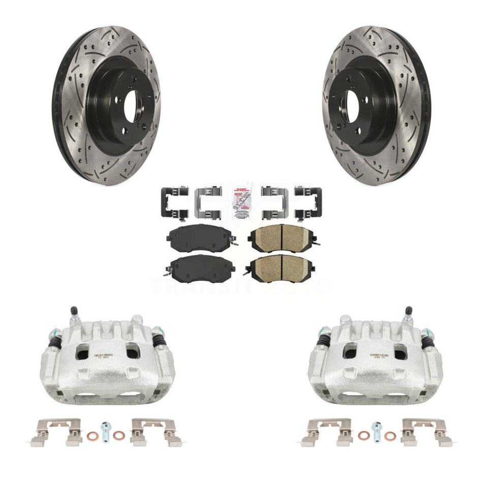 Front Brake Coat Caliper Drill Slot Rotor Ceramic Pad Kit For Subaru Forester Impreza XV KCD-100114N