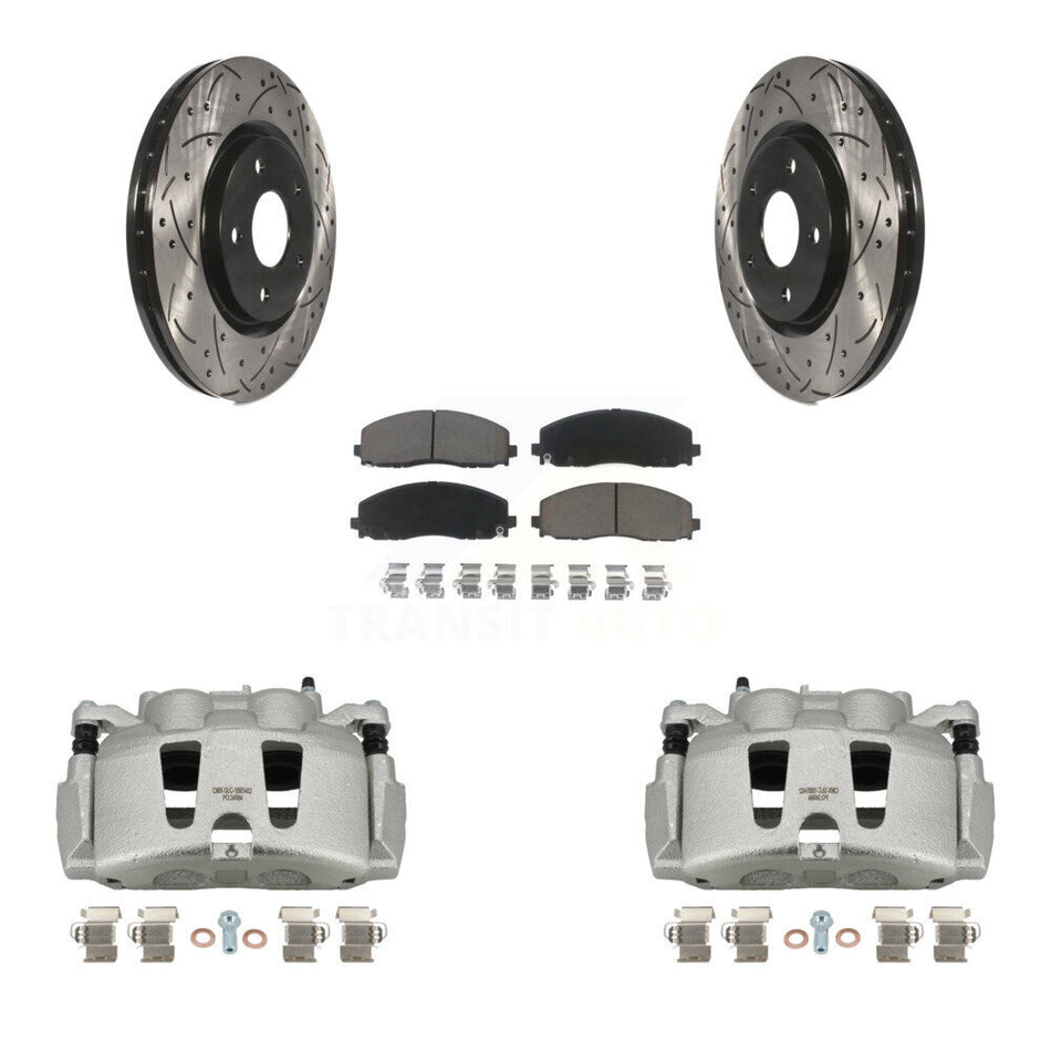 Front Disc Brake Coated Caliper Drilled Slotted Rotors And Ceramic Pads Kit For Dodge Grand Caravan Chrysler Pacifica Voyager KCD-100115C