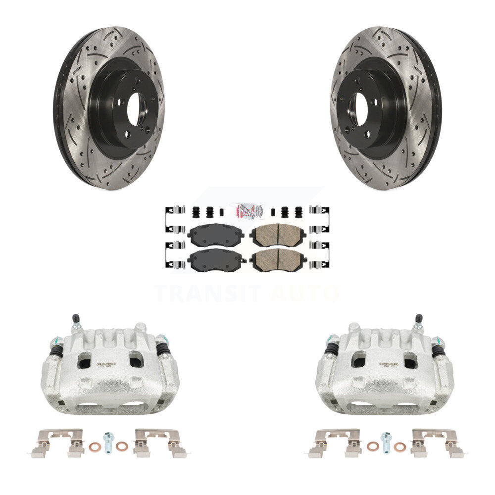 Front Brake Caliper Drill Slot Rotor Ceramic Pad Kit For Subaru Outback Impreza Forester KCD-100117N