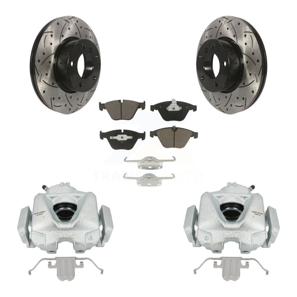 Front Disc Brake Coated Caliper Drilled Slotted Rotors And Ceramic Pads Kit For BMW 328i xDrive X1 328xi 323i KCD-100118C