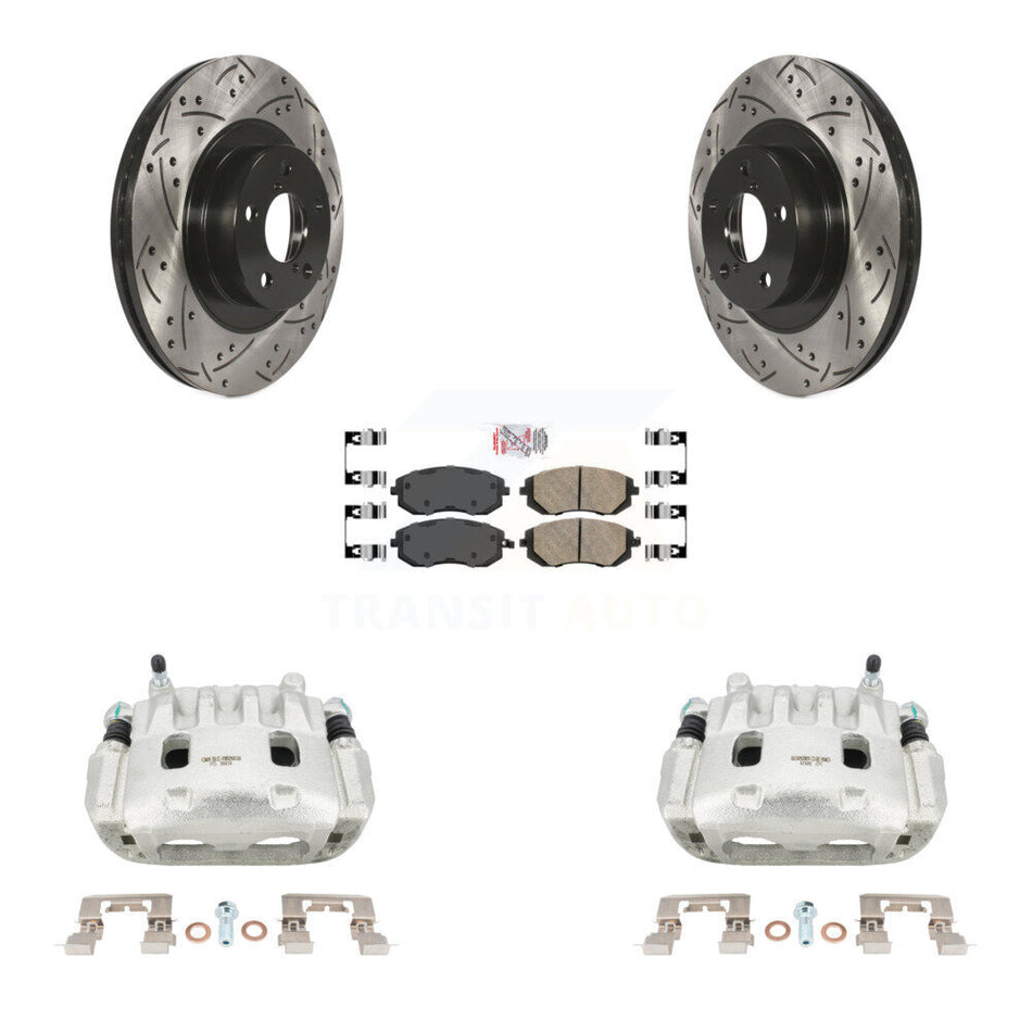 Front Brake Caliper Drill Slot Rotor Ceramic Pad Kit For Subaru Outback Impreza Forester KCD-100118N