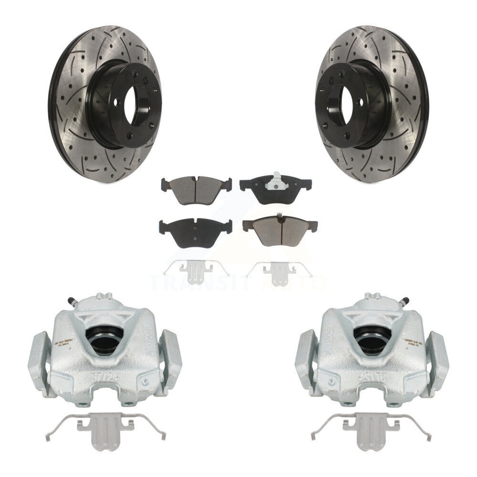 Front Disc Brake Coated Caliper Drilled Slotted Rotors And Ceramic Pads Kit For 2008 BMW 328xi To 08 07 KCD-100119C