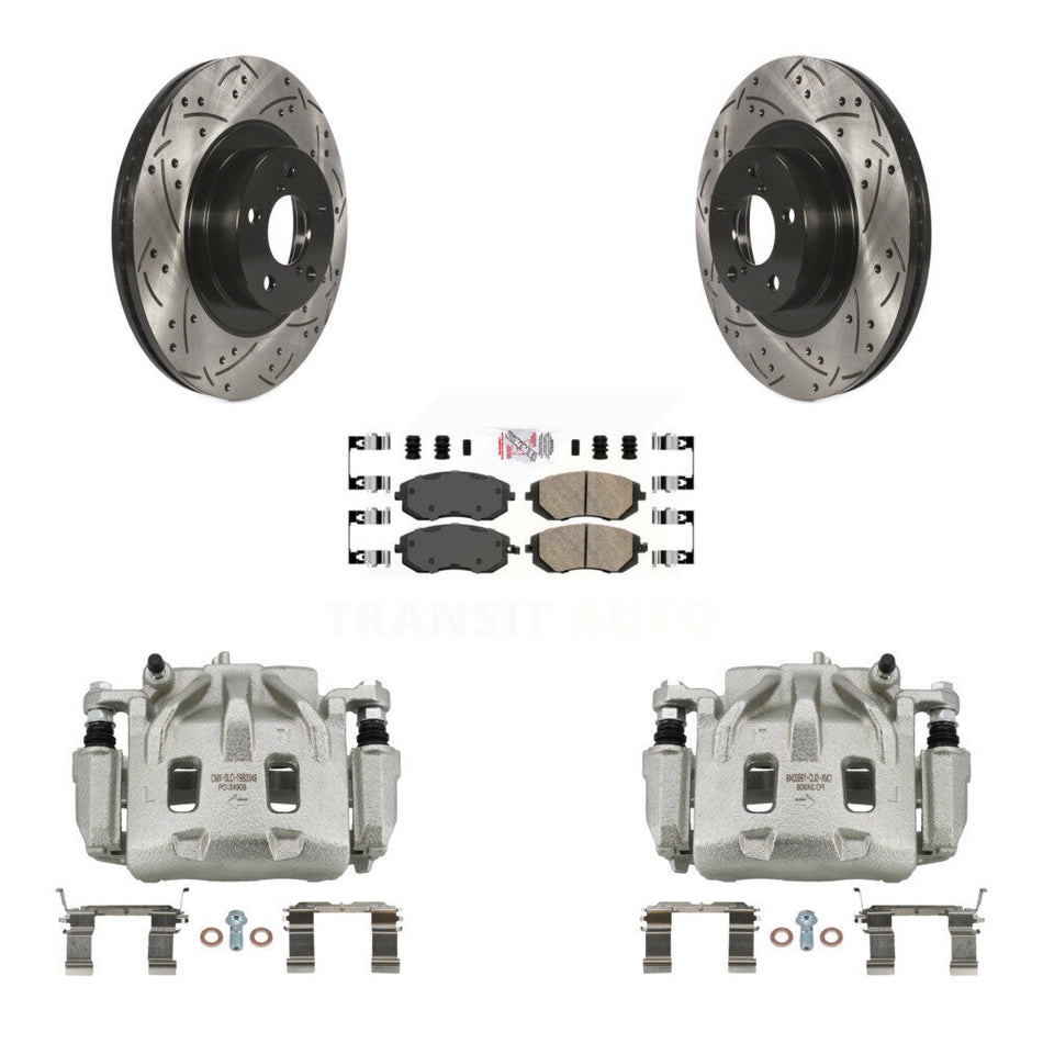 Front Disc Brake Coated Caliper Drilled Slotted Rotors Ceramic Pad Kit For Subaru Legacy KCD-100119N