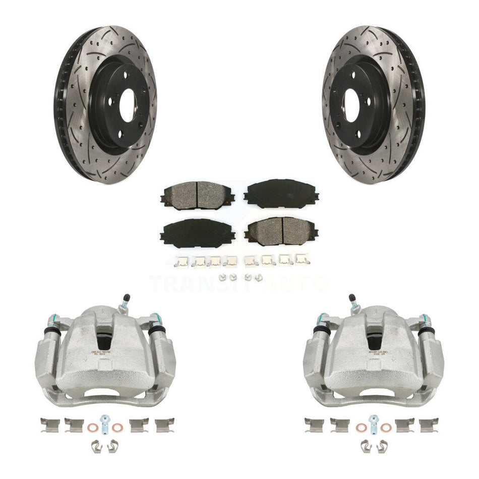 Front Disc Brake Coated Caliper Drilled Slotted Rotors And Semi-Metallic Pads Kit For Toyota RAV4 Scion tC Matrix Pontiac Vibe Corolla iM Mirai KCD-100120S