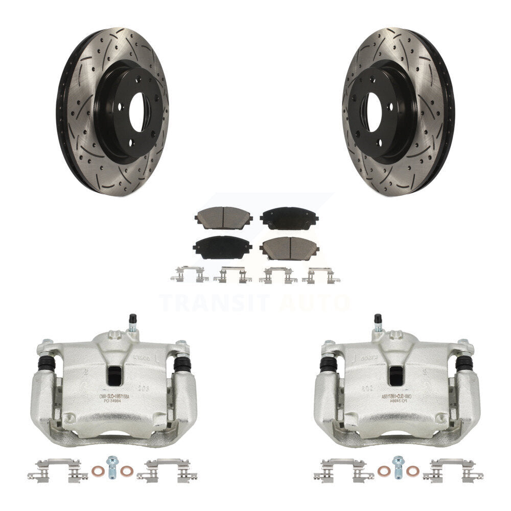 Front Disc Brake Coated Caliper Drill Slot Rotors Ceramic Pad Kit For Mazda 3 CX-3 Sport KCD-100121C
