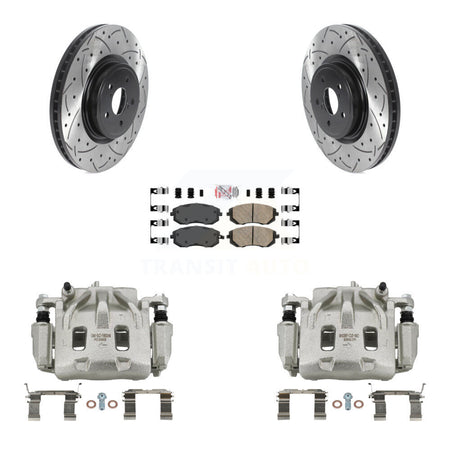 Front Disc Brake Coated Caliper Drilled Slotted Rotors Ceramic Pad Kit For Subaru Legacy KCD-100125N