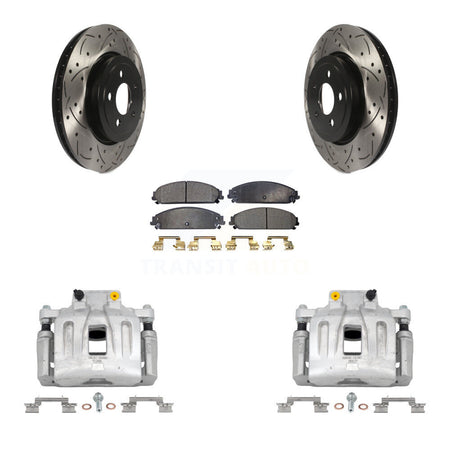 Front Brake Coated Caliper Drill Slot Rotor Semi-Metallic Pad Kit For Chrysler 300 Dodge KCD-100125P