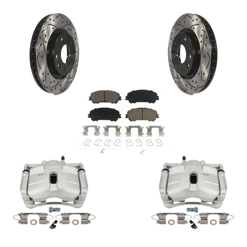 Front Disc Brake Coated Caliper Drilled Slotted Rotors And Ceramic Pads Kit For Nissan Rogue Sport KCD-100126C