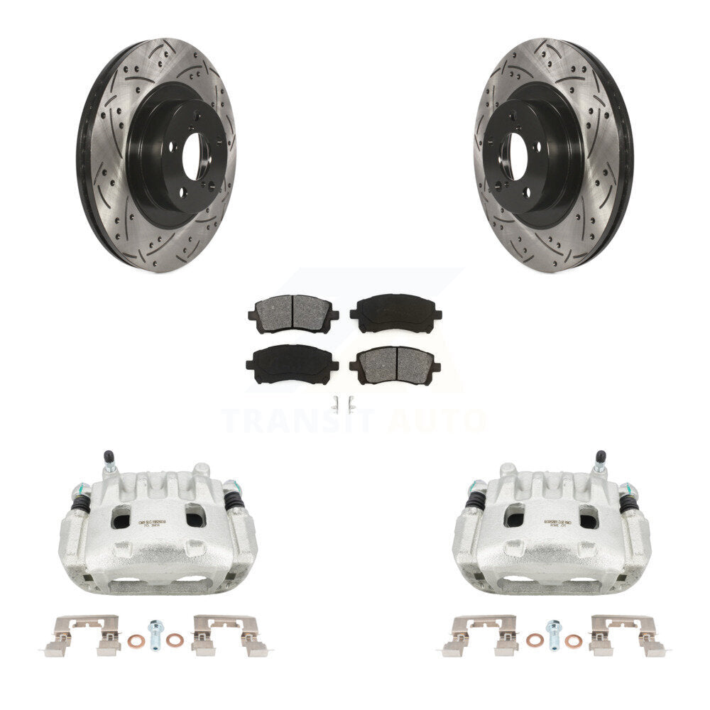 Front Brake Caliper Drilled Slot Rotor Semi-Metallic Pad Kit For Subaru Impreza To 06 02 KCD-100126S