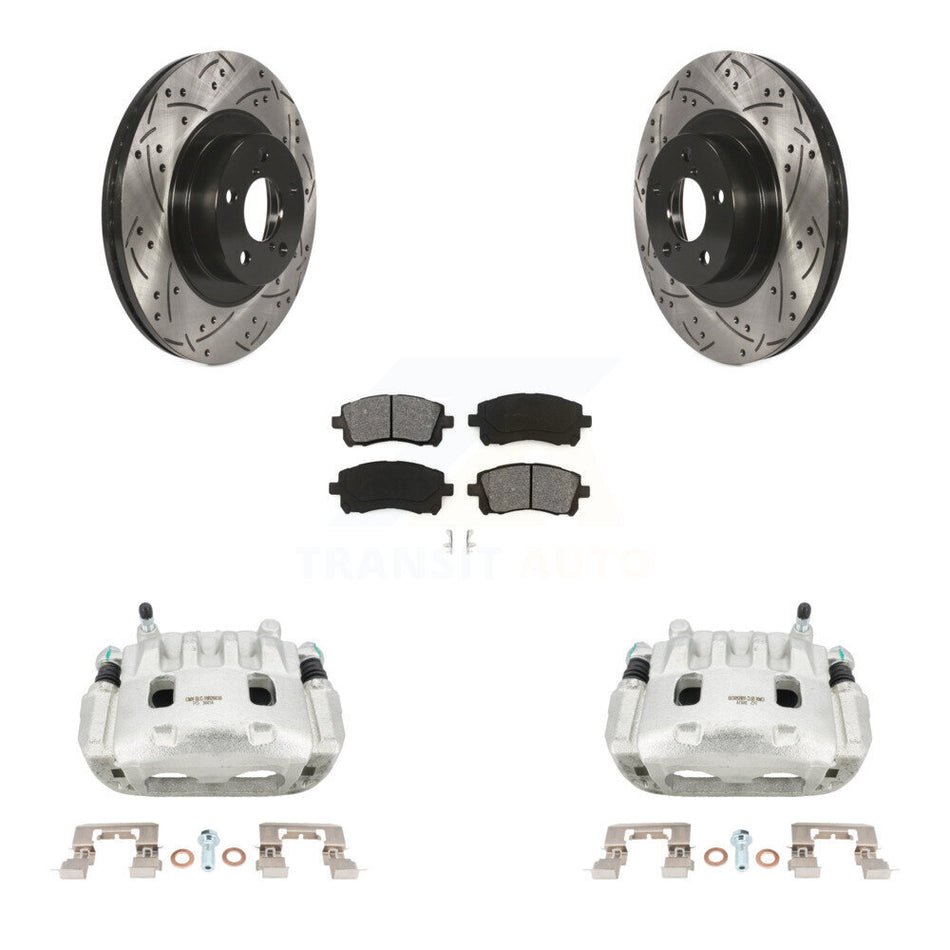 Front Brake Caliper Drilled Slot Rotor Semi-Metallic Pad Kit For Subaru Impreza To 06 02 KCD-100126S