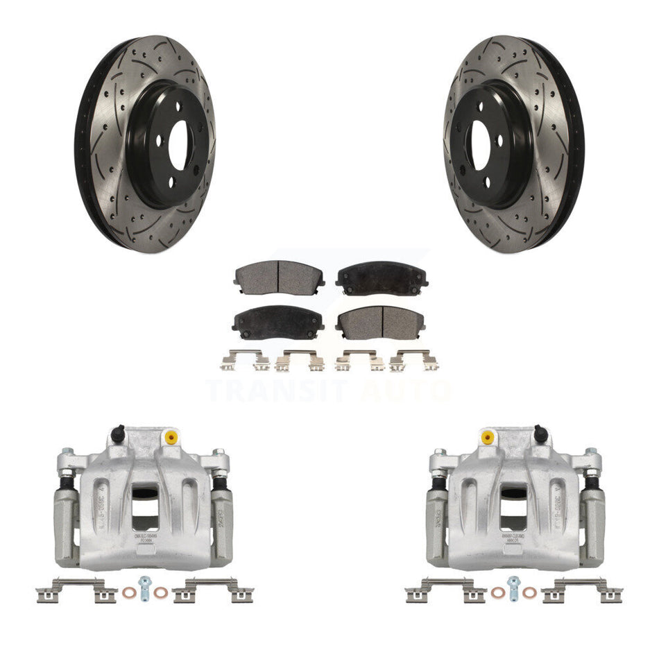 Front Brake Coat Caliper Drill Slot Rotor Ceramic Pad Kit For Dodge Chrysler 300 Charger KCD-100126T