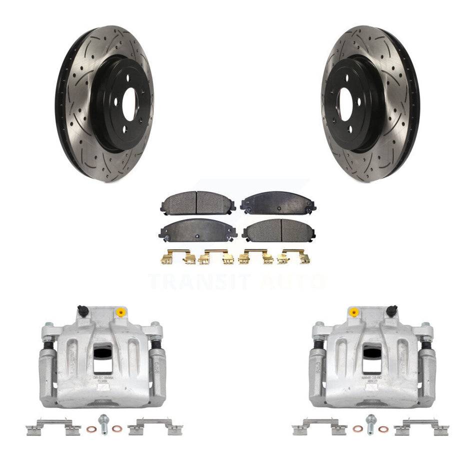 Front Brake Coat Caliper Drill Slot Rotor Ceramic Pad Kit For Chrysler 300 Dodge Charger KCD-100127T