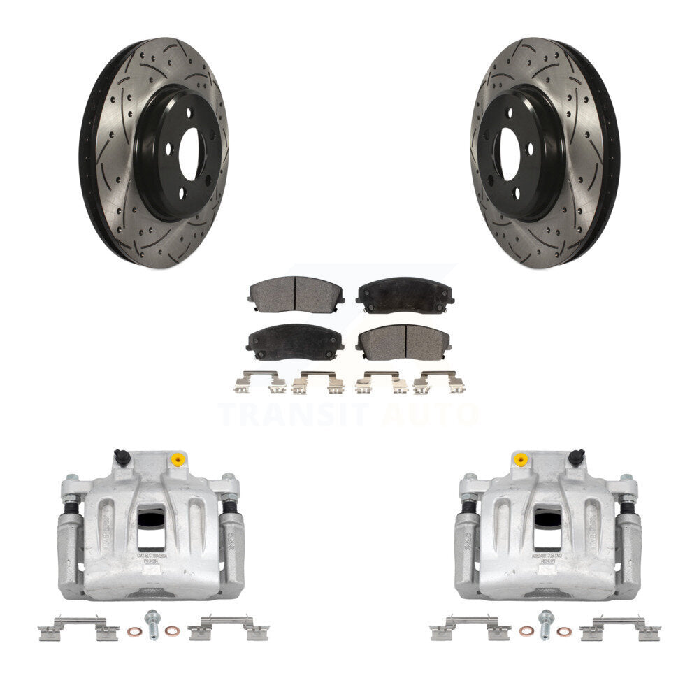 Front Brake Coat Caliper Drill Slot Rotor Ceramic Pad Kit For Chrysler 300 Dodge Charger KCD-100128T
