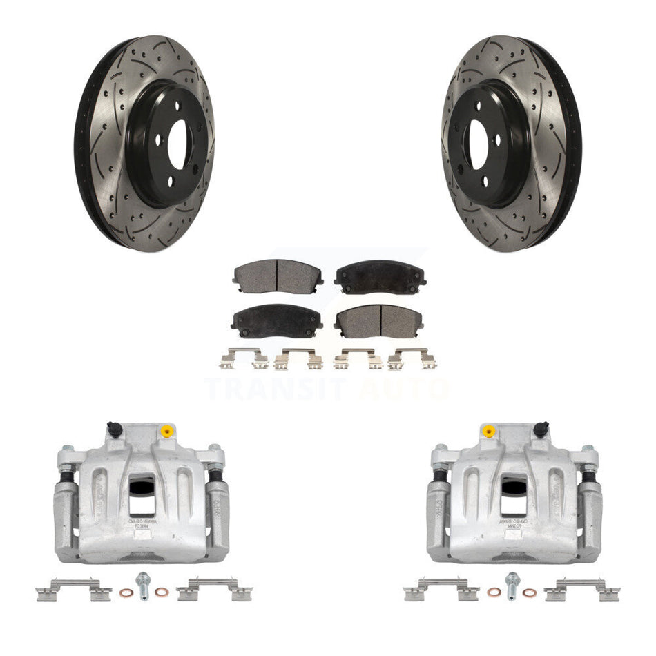 Front Brake Coat Caliper Drill Slot Rotor Ceramic Pad Kit For Chrysler 300 Dodge Charger KCD-100128T