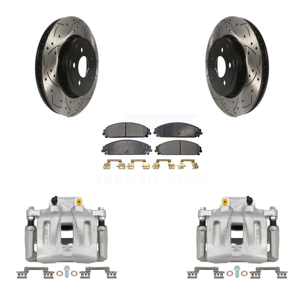 Front Brake Coat Caliper Drill Slot Rotor Ceramic Pad Kit For Chrysler 300 Dodge Charger KCD-100130T