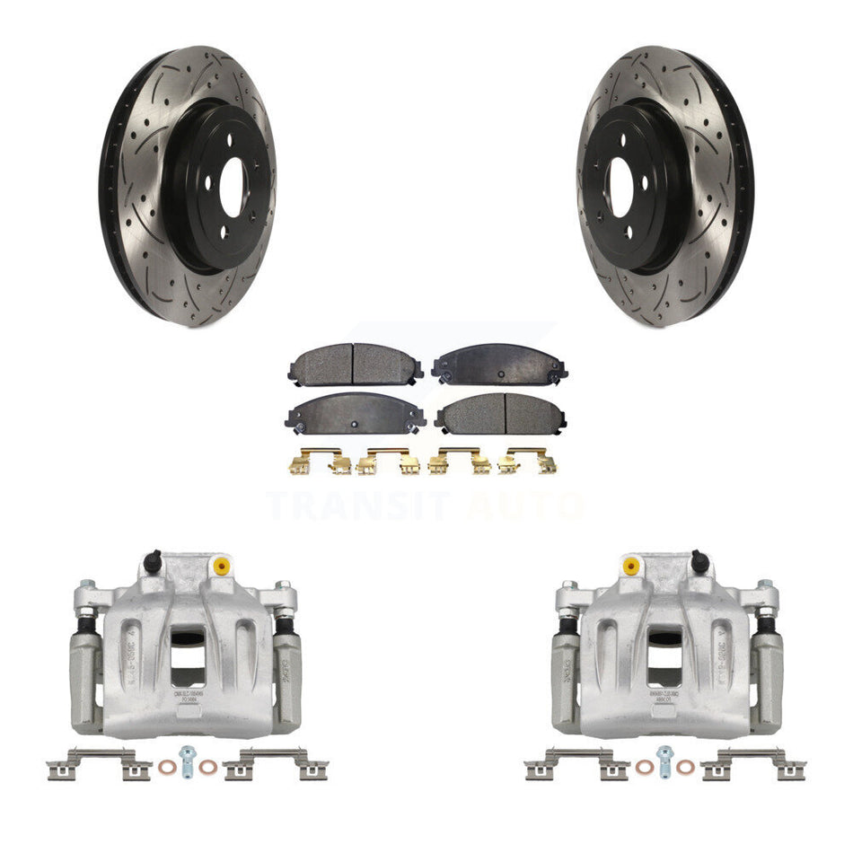 Front Brake Coat Caliper Drill Slot Rotor Ceramic Pad Kit For Chrysler 300 Dodge Charger KCD-100130T