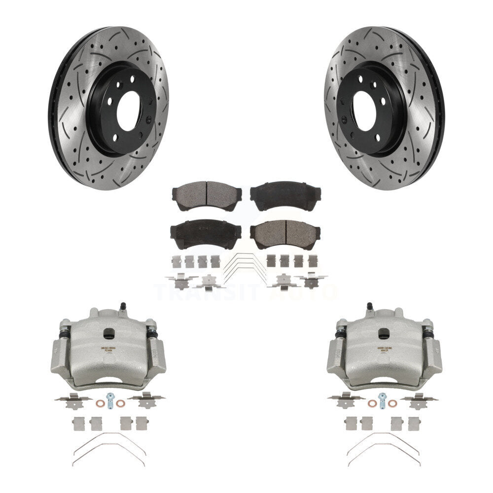 Front Brake Caliper Drill Slot Rotor Ceramic Pad Kit For Ford Fusion Mazda 6 Lincoln MKZ KCD-100135T
