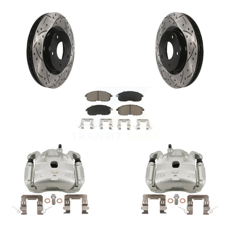 Front Brake Caliper Drill Slotted Rotor Ceramic Pad Kit For Nissan Sentra SE-R with 2.5L KCD-100136C