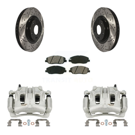Front Brake Caliper Drill Slot Rotors Semi-Metallic Pad Kit For Hyundai Santa Fe XL 3.3L KCD-100136S