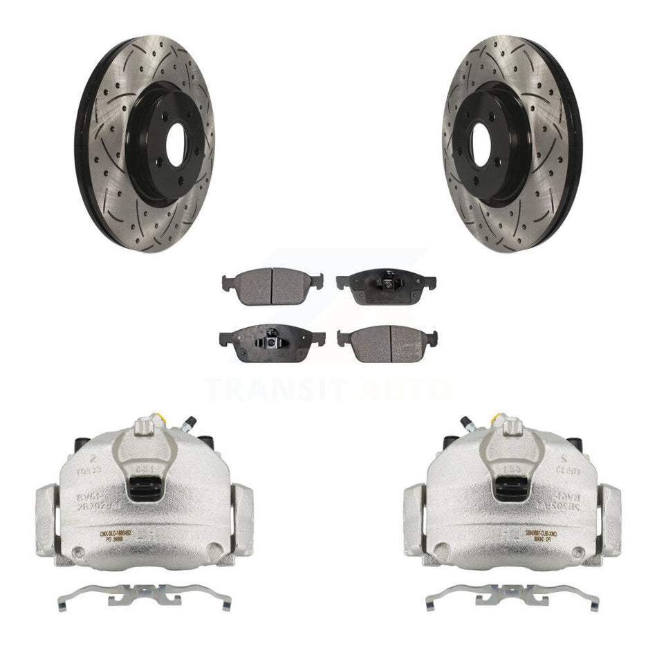 Front Brake Caliper Drill Slot Rotor Ceramic Pad Kit For Ford Escape Transit Connect MKC KCD-100139T