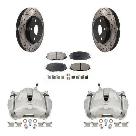 Front Disc Brake Coated Caliper Drilled Slotted Rotors And Ceramic Pads Kit For Toyota RAV4 KCD-100144T by Transit Auto