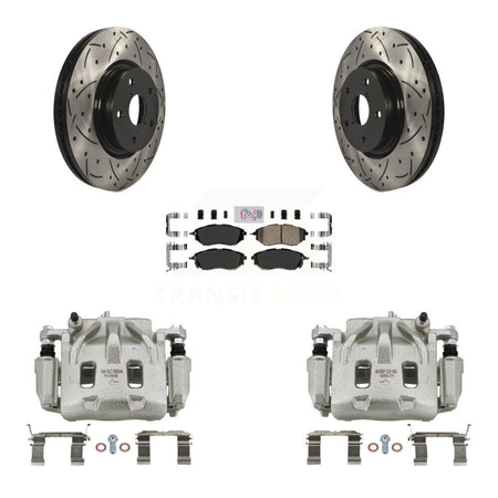 Front Brake Caliper Drill Slotted Rotor Ceramic Pad Kit For Subaru Outback WRX Legacy B9 KCD-100146N