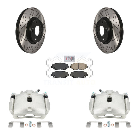 Front Brake Coated Caliper Drill Slotted Rotor Ceramic Pad Kit For Honda Civic Acura ILX KCD-100148N