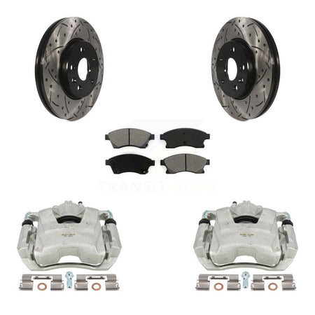 Front Disc Brake Coated Caliper Drilled Slotted Rotors And Semi-Metallic Pads Kit For Chevrolet Cruze Sonic Limited KCD-100148S by Transit Auto