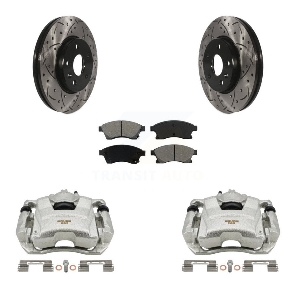 Front Disc Brake Coated Caliper Drilled Slotted Rotors And Semi-Metallic Pads Kit For Chevrolet Cruze Sonic Limited KCD-100148S