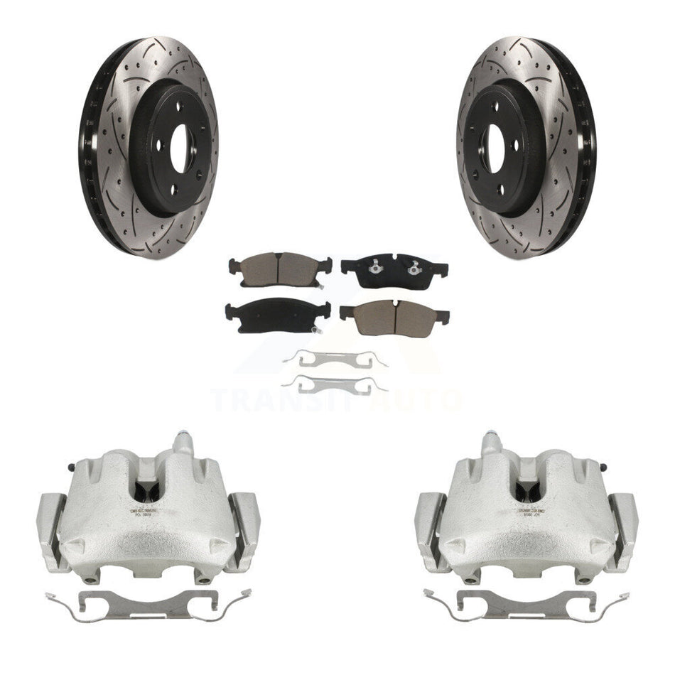Front Disc Brake Coated Caliper Drilled Slotted Rotors And Ceramic Pads Kit For Jeep Grand Cherokee Dodge Durango KCD-100151C