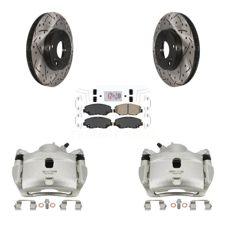 Front Disc Brake Coated Caliper Drill Slotted Rotor Ceramic Pad Kit For Honda Civic CR-Z KCD-100152N