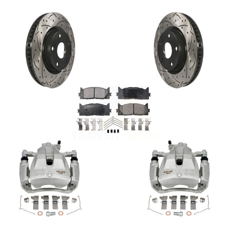 Front Brake Caliper Drill Slot Rotors Semi-Metallic Pad Kit For Toyota Camry Lexus ES350 KCD-100158P