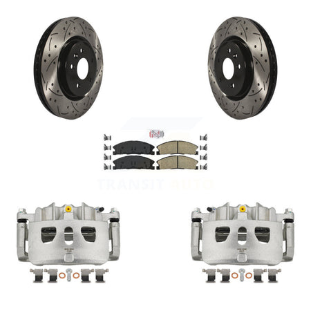 Front Brake Coated Caliper Drill Slot Rotor Ceramic Pad Kit For 2013 Ford Explorer Sport KCD-100160N