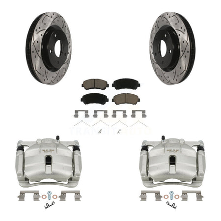 Front Disc Brake Coated Caliper Drill Slot Rotor Ceramic Pad Kit For Nissan Rogue Select KCD-100161C