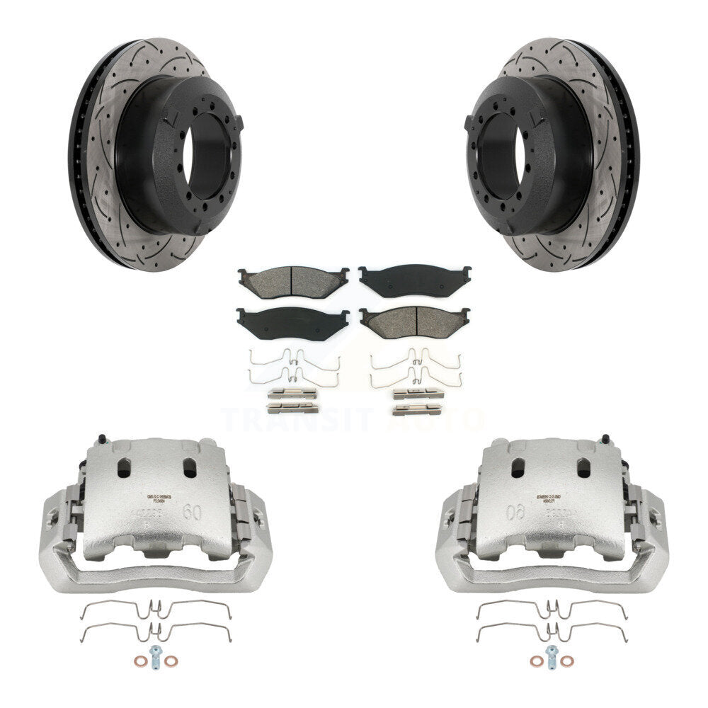 Front Brake Caliper Drilled Slot Rotor Semi-Metallic Pad Kit For International TerraStar KCD-100161S