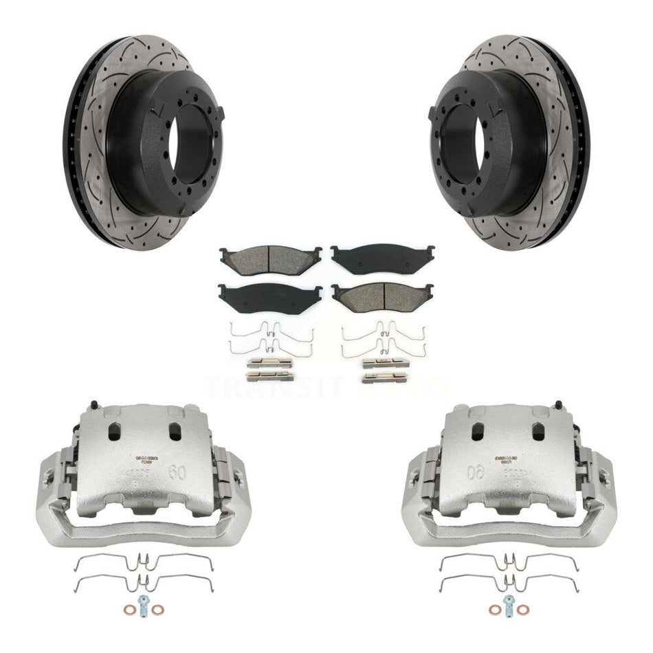 Front Brake Caliper Drilled Slot Rotor Semi-Metallic Pad Kit For International TerraStar KCD-100161S