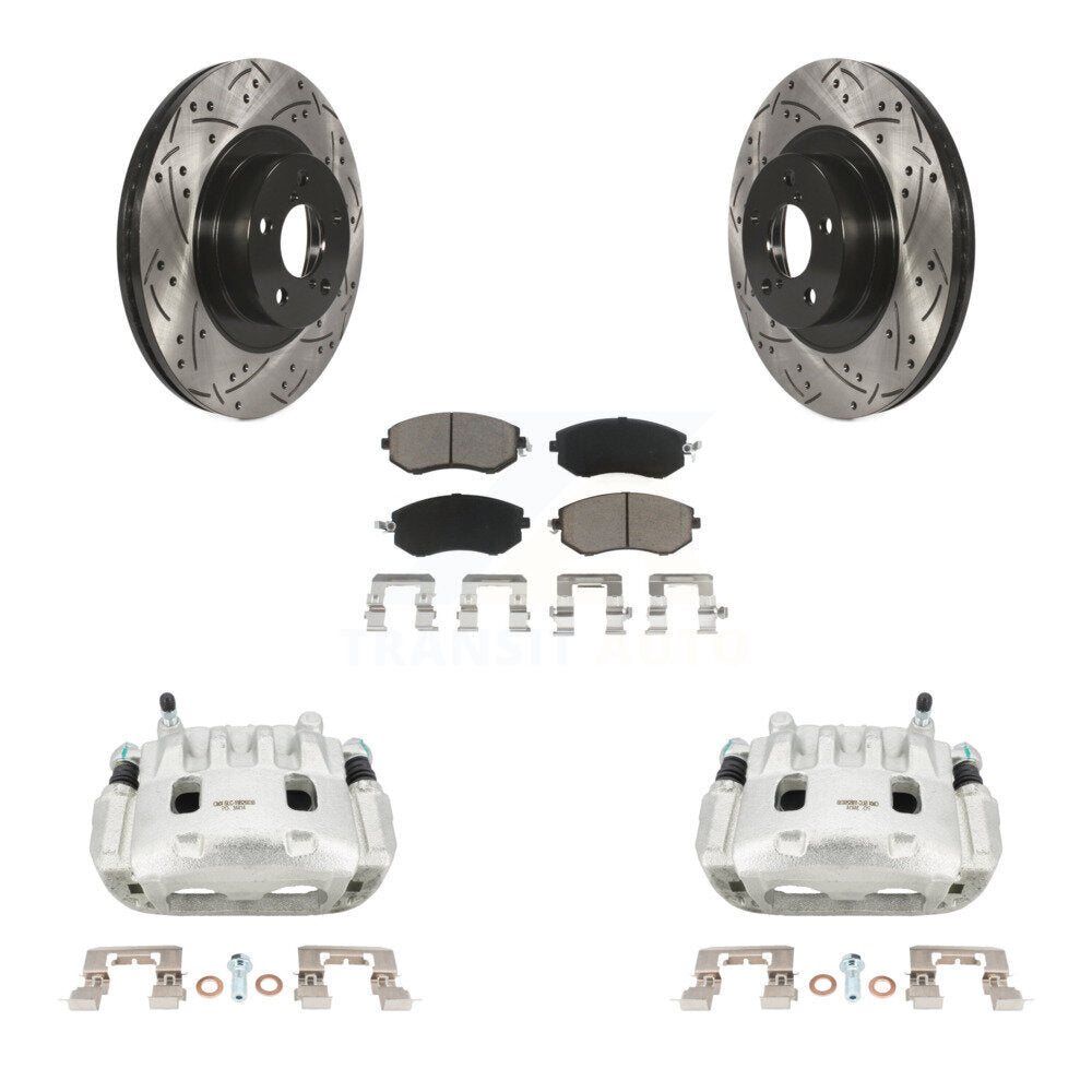 Front Brake Coat Caliper Drill Slot Rotor Ceramic Pad Kit For Subaru Forester Impreza XV KCD-100162C