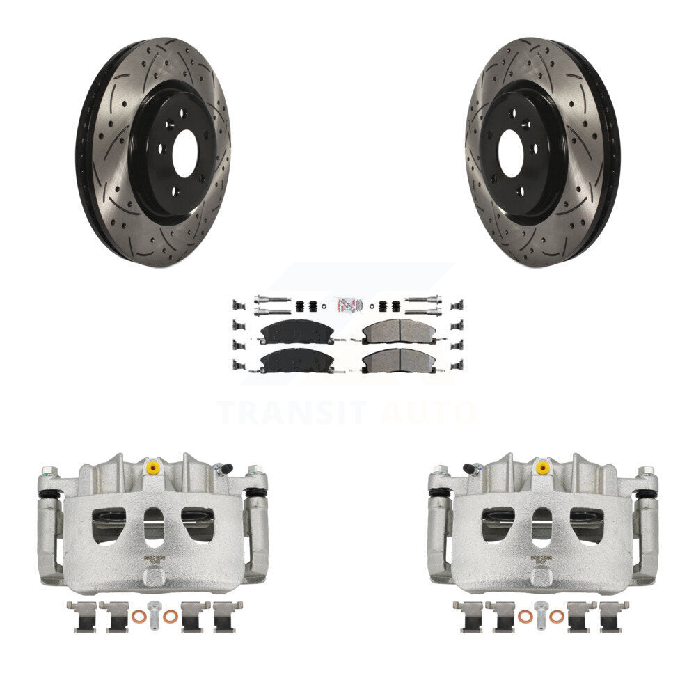 Front Brake Caliper Drill Slot Rotors Semi-Metallic Pad Kit For 2013 Ford Explorer Sport KCD-100162N