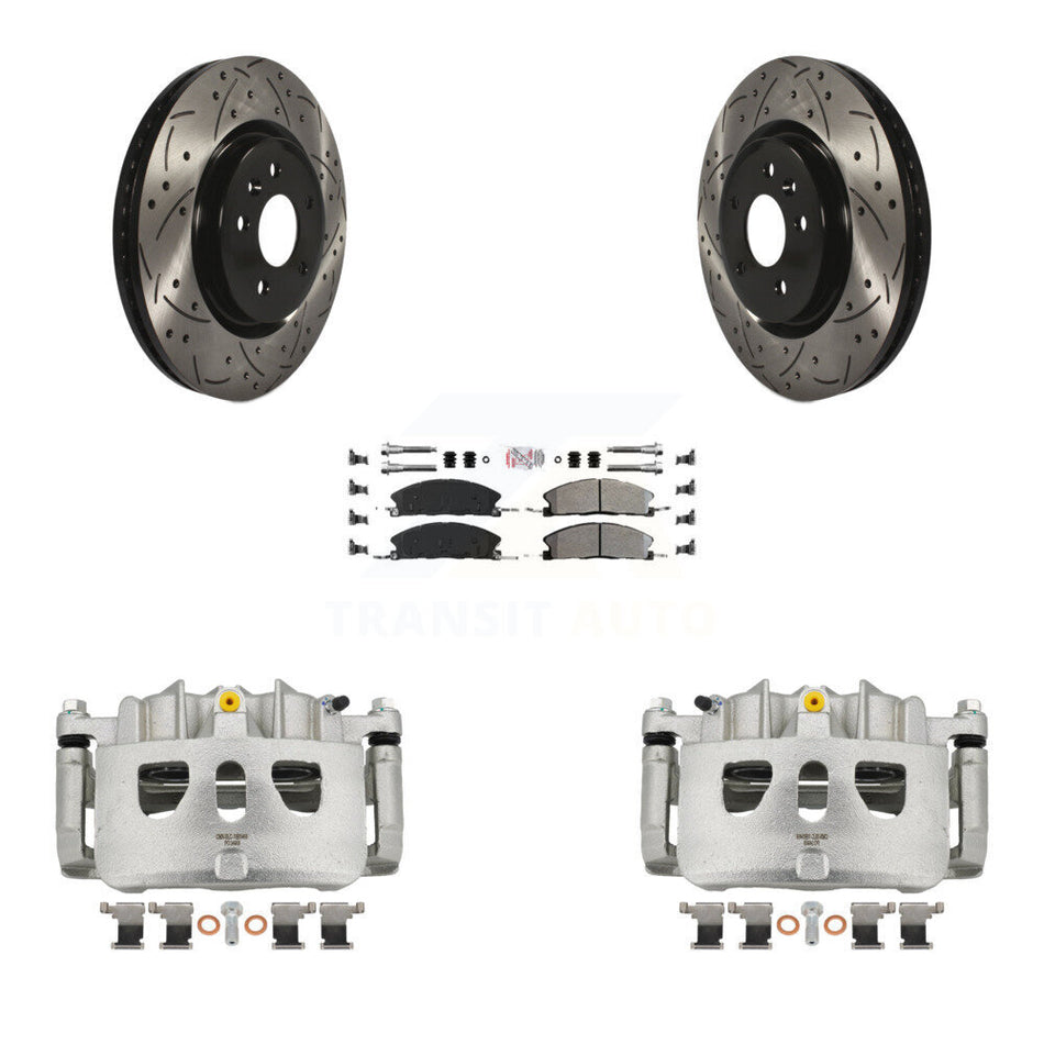 Front Brake Caliper Drill Slot Rotors Semi-Metallic Pad Kit For 2013 Ford Explorer Sport KCD-100162N