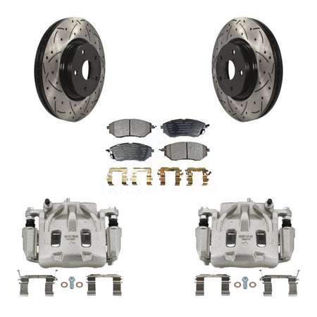 Front Brake Caliper Drill Slot Rotor Semi-Metallic Pad Kit For Subaru Outback WRX Legacy KCD-100162P